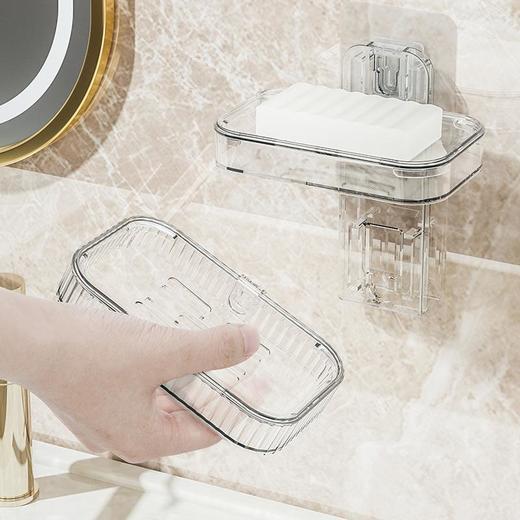 肥皂盒壁挂式沥水家用免打孔创意新款双层置物架卫生间浴室香皂盒 商品图2