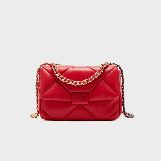 【蛇年中国红礼品系列】梦特娇时髦大菱格渐变链条斜挎包 商品图1