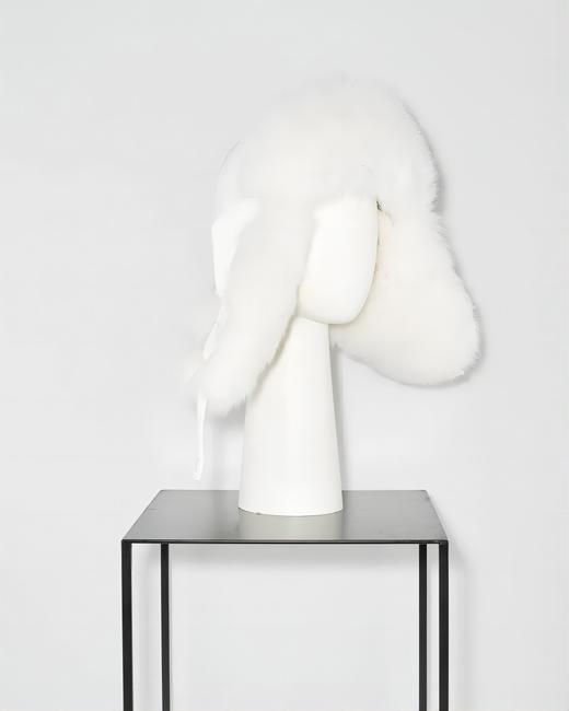 Yves Salomon - Chapka Skiwear Fabric/Fox - Snow - 女装 - 滑雪帽 - 白色 商品图0