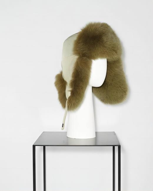 Yves Salomon - Chapka Skiwear Fabric/Fox - Vetivier - 女装 - 滑雪帽 - 绿色 商品图0