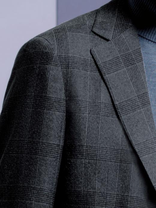 Stylbiella 30%蚕丝70%羊毛320克灰石色亲王格全麻衬套装 商品图1