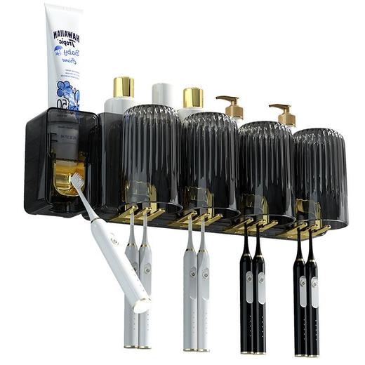 牙刷牙杯置物架子壁挂式免打孔电动牙具漱口杯架卫生间收纳盒套装 商品图4