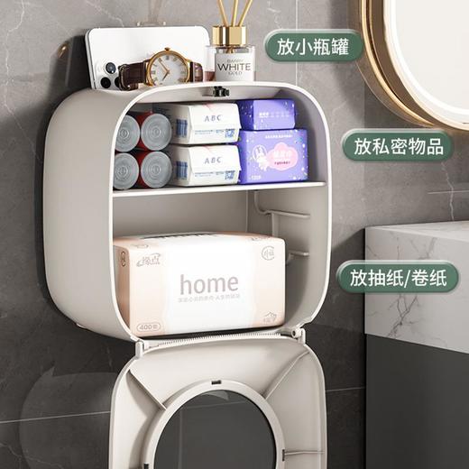 卫生间纸巾盒壁挂式防水厕纸盒免打孔抽纸盒厕所卫生纸卷纸置物架 商品图2