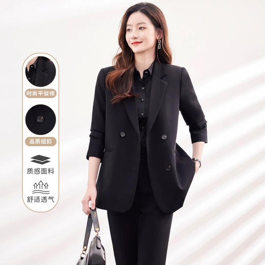 【上衣+裤子】罗蒙春秋款女士套装优雅通勤气质大方西服套装两件套女 商品图7