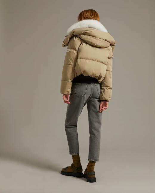Yves Salomon - Puffer Jacket CB - 女装 - 羽绒夹克 - 米黄/白 商品图4