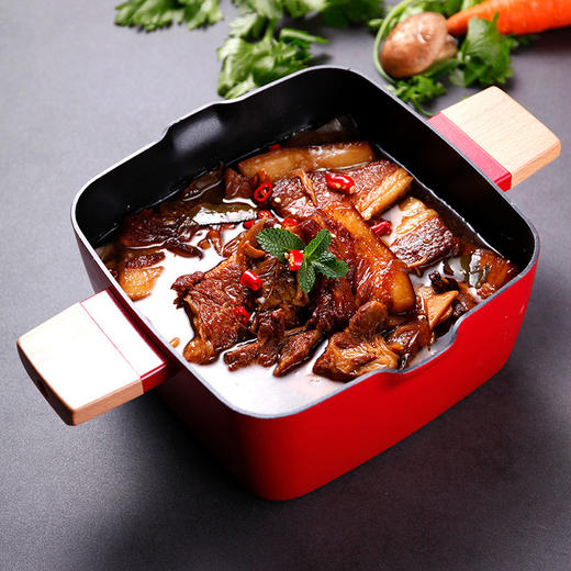 三禾锅具Beautyouth小清新不粘锅汤锅双耳炖锅电磁炉通用家用燃气方锅炖锅 LT2020E1 商品图3