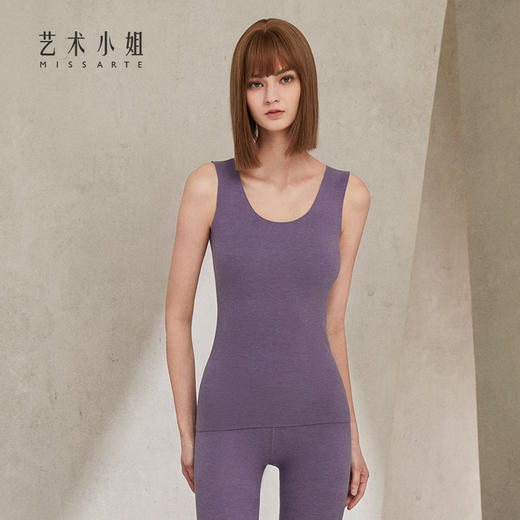 艺术小姐德绒保暖内衣女轻暖背心加绒双面无痕打底秋冬无袖上衣MA05BN 商品图2
