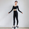 依琦莲新品 裸感瑜伽长袖套装 AWJL22055+JL22158性感仙气瑜伽服加宽下摆U型圆领 V型美背 高腰收腹紧致双腿显瘦提臀便捷口袋 商品缩略图8