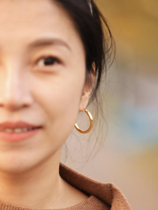 【经典款】PETIT SCHAN小闪 JEW#003 Circle Schan 闪圈圈 925纯银镀18K金 素圈耳环 商品图0