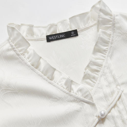 新中式国风古典垂感衬衫女新款流苏盘扣木耳边衬衣V0040956/V0240060 商品图5