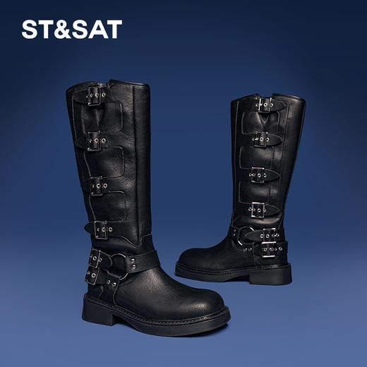 星期六美拉德复古金属扣长靴SS34117448 商品图1