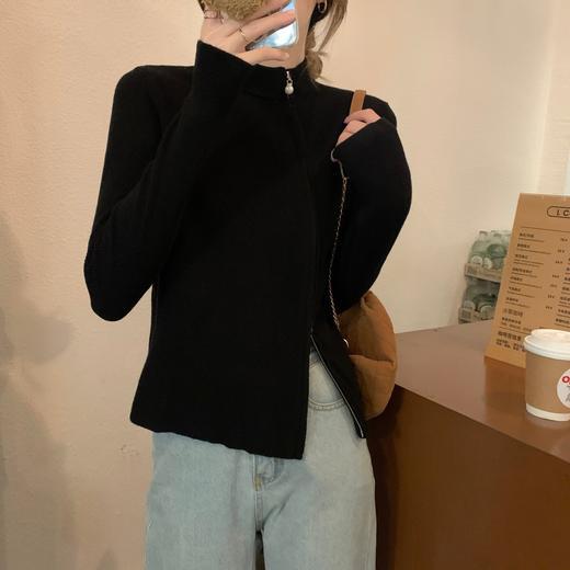 Im Presionismo双开侧拉链珍珠扣针织开衫 商品图4