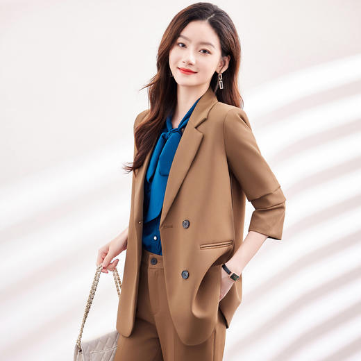 【上衣+裤子】罗蒙春秋款女士套装优雅通勤气质大方西服套装两件套女 商品图5