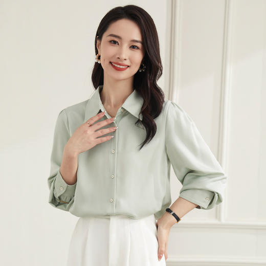 【简约商务】罗蒙四季款女式长袖衬衫百搭时尚清新百搭职场衬衫女 商品图5