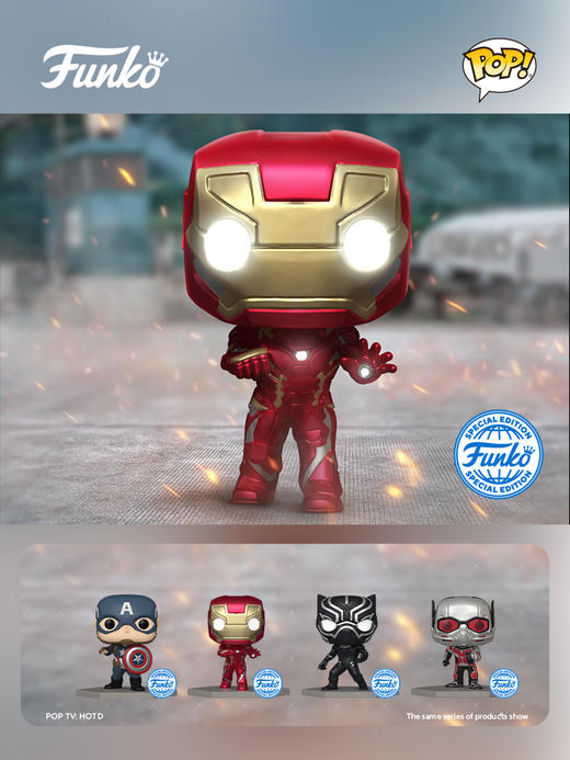 Funko POP Marvel CW BAS Iron Man美漫 美国队长3内战 打造场景POP公仔 钢铁侠限定款手办 70098 商品图1
