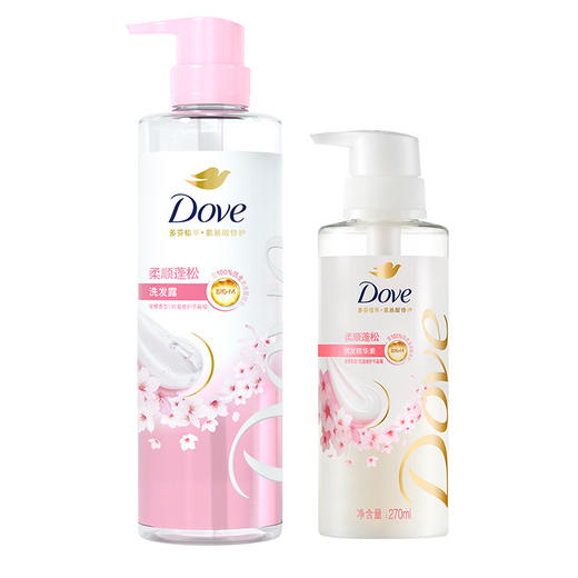 【品牌直发】多芬柔顺蓬松洗护发套装(470G+270ML)樱花香花心瓶 商品图4