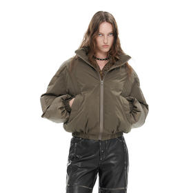 NUTH “小泡芙”｜棕色宽松拼接设计感厚款保暖棉服外套女