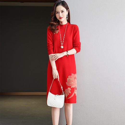 国风配大衣毛衣连衣裙新款提花内搭针织打底衫CC2890 商品图0
