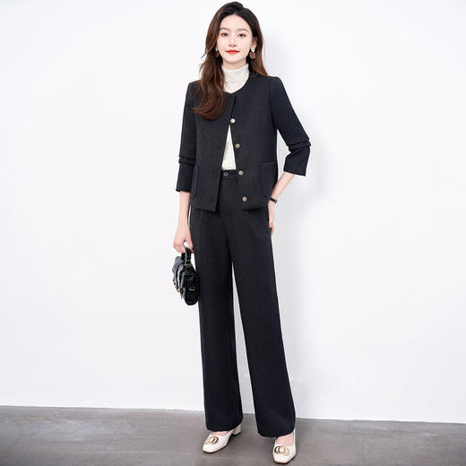 【上衣+裤子】罗蒙秋冬女装小香风女士休闲套装舒适通勤气质优雅百搭西服两件套女 商品图1