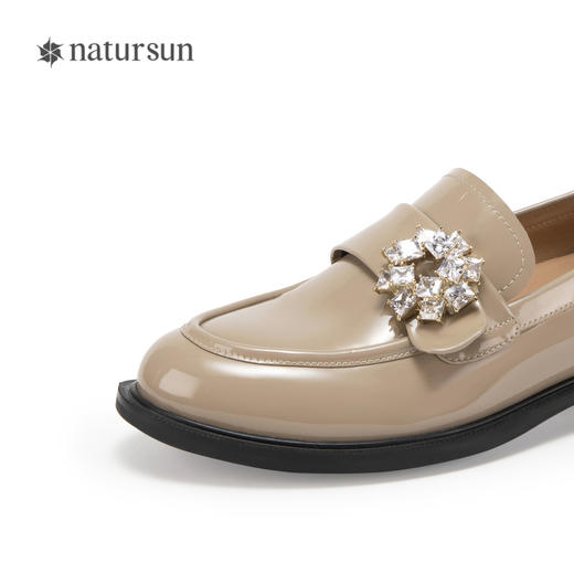 natursun乐福鞋女秋季厚底增高法式粗跟单鞋女鞋N24123922 商品图3