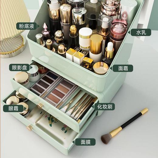 化妆品收纳盒桌面防尘收纳箱抽屉式护肤品化妆品梳妆台整理储物盒 商品图3