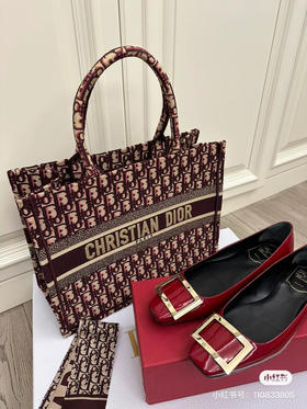 Dior酒红托特36中号