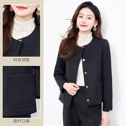 【上衣+裤子】罗蒙秋冬女装小香风女士休闲套装舒适通勤气质优雅百搭西服两件套女 商品图7