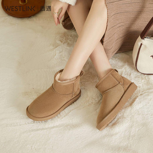 西遇厚底雪地靴女新款冬季外穿加厚加绒保暖休闲短筒靴子棉鞋D1934033 商品图3