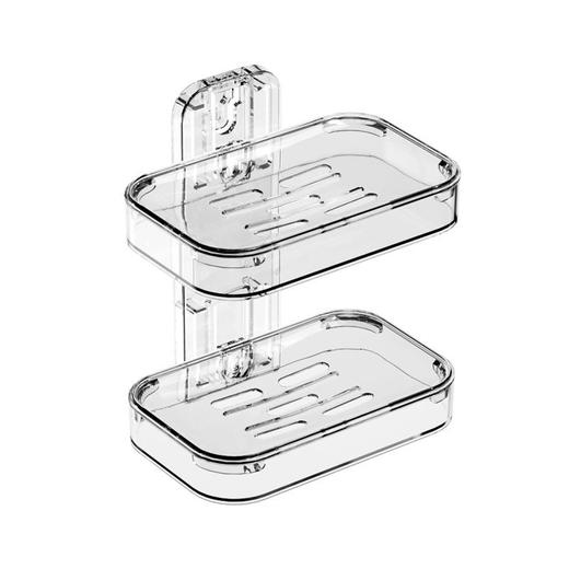 肥皂盒壁挂式沥水家用免打孔创意新款双层置物架卫生间浴室香皂盒 商品图4