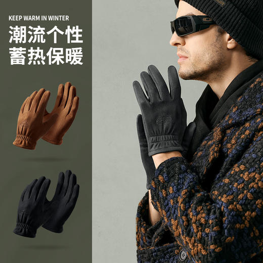 【多款可选 麂皮绒手套】加绒内里，蓄热保温，加绒加厚户外骑行防风防寒开车触屏保暖手套 商品图3