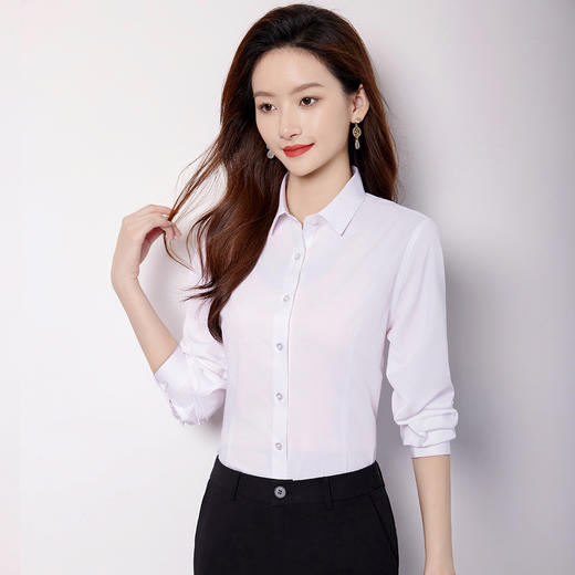 【含桑蚕丝】罗蒙女士长袖衬衫商务通勤简约百搭清新日常上装开衫女 商品图6