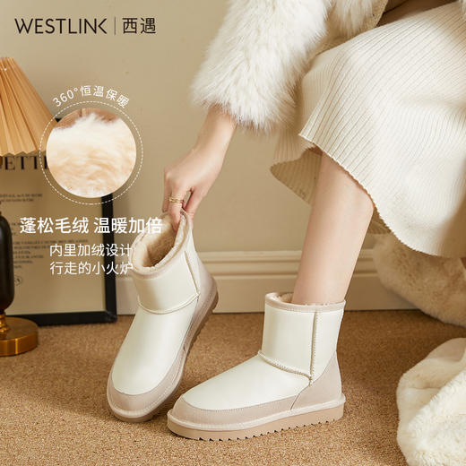 西遇户外雪地靴女新款冬季复古中筒加厚加绒保暖防滑短靴棉鞋D2134035 商品图1