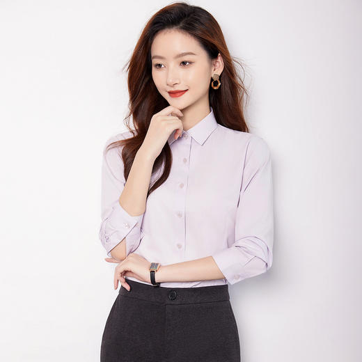 【含桑蚕丝】罗蒙女士长袖衬衫商务通勤简约百搭清新日常上装开衫女 商品图2