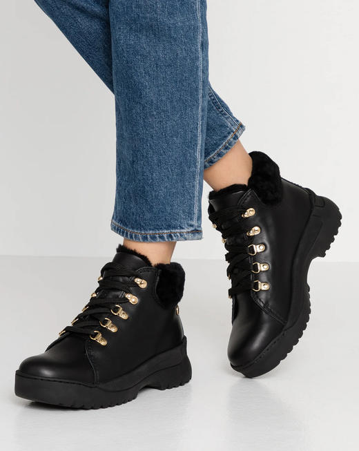 断码特价37码——西班牙原产时尚轻便加毛款女士皮靴 HB6黑色(优质保暖毛内衬) 商品图9