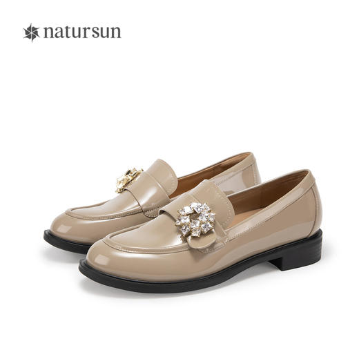 natursun乐福鞋女秋季厚底增高法式粗跟单鞋女鞋N24123922 商品图4