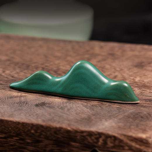 【庆学堂】粗陶笔山 蝉意陶瓷笔山 书画文房 雅致摆件 墨绿/乳白/黑灰 笔架笔搁 商品图1