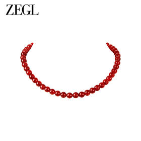 ZEGL红玛瑙串珠项链女S925银2023新款爆款轻奢小众秋冬毛衣锁骨链