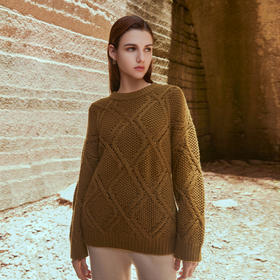 【粗棒针加厚羊绒衫】羊绒世家秋冬新品女士100%山羊绒经典立体绞花保暖毛衣