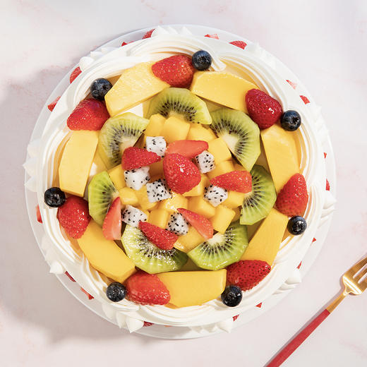 【热销50w+】浪漫果纷水果生日蛋糕，5种新鲜水果x绵软蛋糕胚（上海幸福西饼） 商品图1