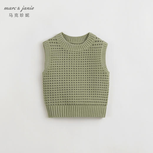 马克珍妮男童户外风针织马甲 儿童镂空针织衫背心春装新款240021 商品图2