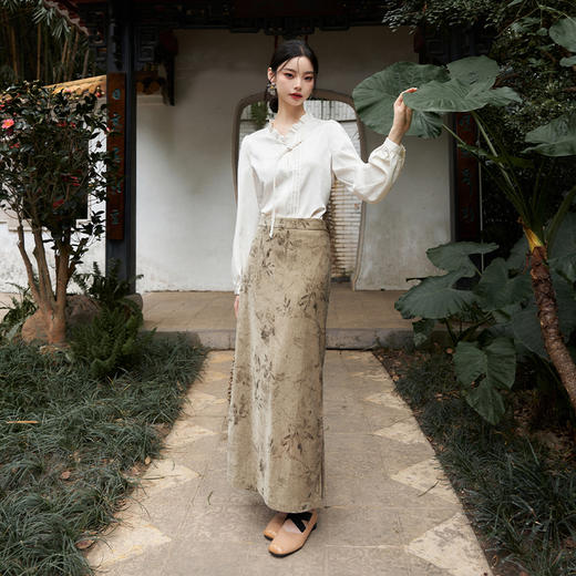 新中式国风古典垂感衬衫女新款流苏盘扣木耳边衬衣V0040956/V0240060 商品图1