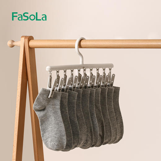 FaSoLa袜子晾晒架多功能宿舍学生家用阳台多夹子凉内衣夹旋转晒袜子神器 商品图2