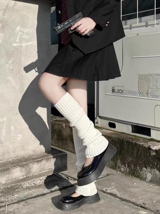 【日系学院风！堆堆袜女】潮流纯色显瘦针织袜套，加厚保暖秋冬中筒袜y2k原宿风QQ 商品图1