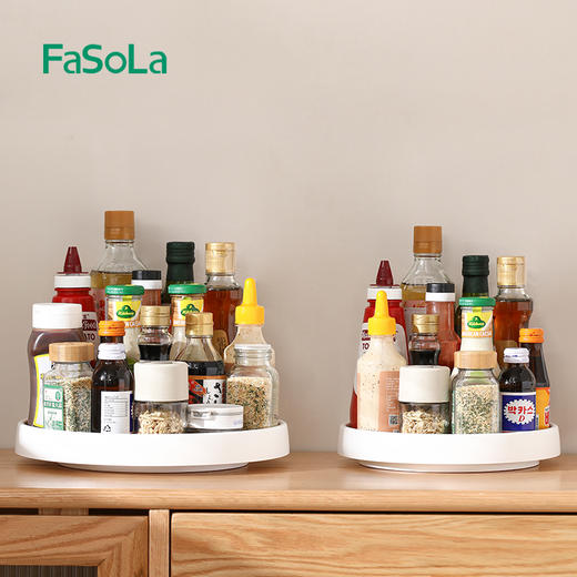 FaSoLa厨房置物架多功能调料品收纳转盘旋转式家用厨房调料瓶神器 商品图7