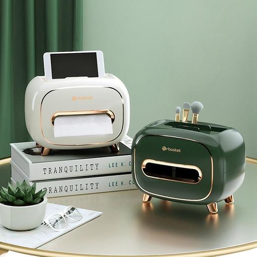 轻奢多功能纸巾盒客厅抽纸家用创意高档办公遥控器桌面收纳纸抽盒 商品图0