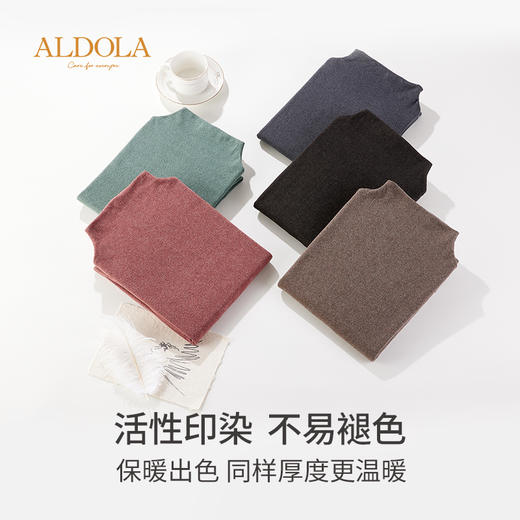 雅黛丽女士暖衣简约纯色百搭高领修身打底衫双面磨毛单件保暖上衣 商品图9