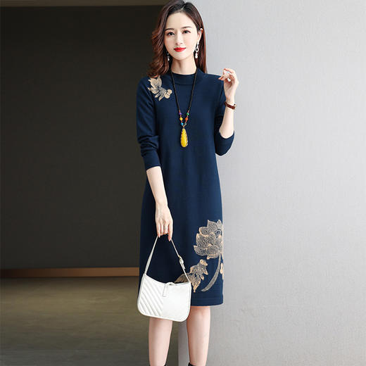 国风配大衣毛衣连衣裙新款提花内搭针织打底衫CC2890 商品图1