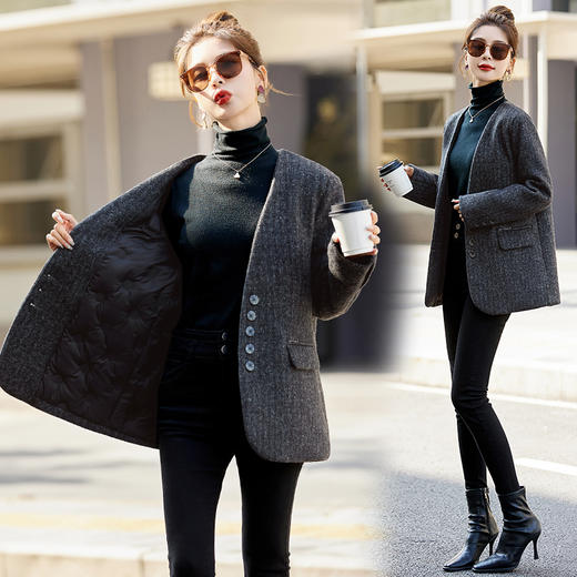 冬季新款，中长款时尚简约大气白鸭绒羽绒服外套HRYZ9576 商品图2