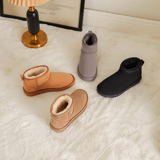 西遇厚底雪地靴女新款冬季外穿加厚加绒保暖休闲短筒靴子棉鞋D1934033 商品图4