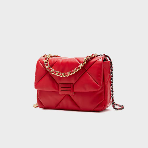 【蛇年中国红礼品系列】梦特娇时髦大菱格渐变链条斜挎包 商品图2